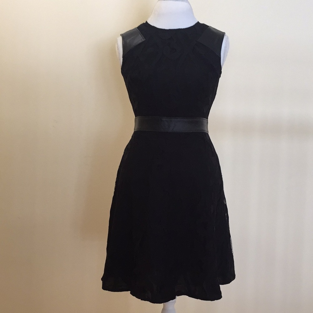 Andrew Marc Black Floral Lace Dress.